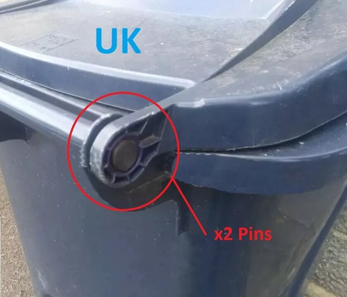 Wheelie bin lid pins hinge - lid, pin